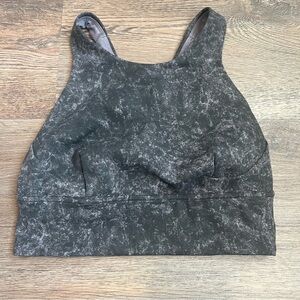 Lululemon Wunder Train Longline Bra Denim Wash Print Dusky Lavender Black